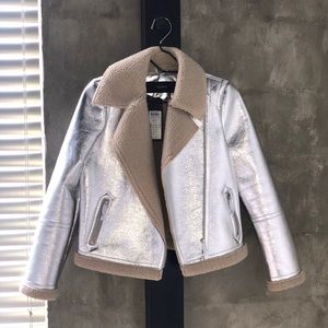 METALLIC VERO MODA FAUX SHEARLING COAT